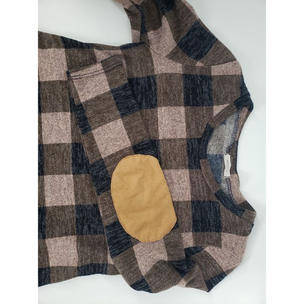 12PM by Mon Ami Size Small Check Pattern Rayon Cardigan Elbow Patch - Picture 6 of 7